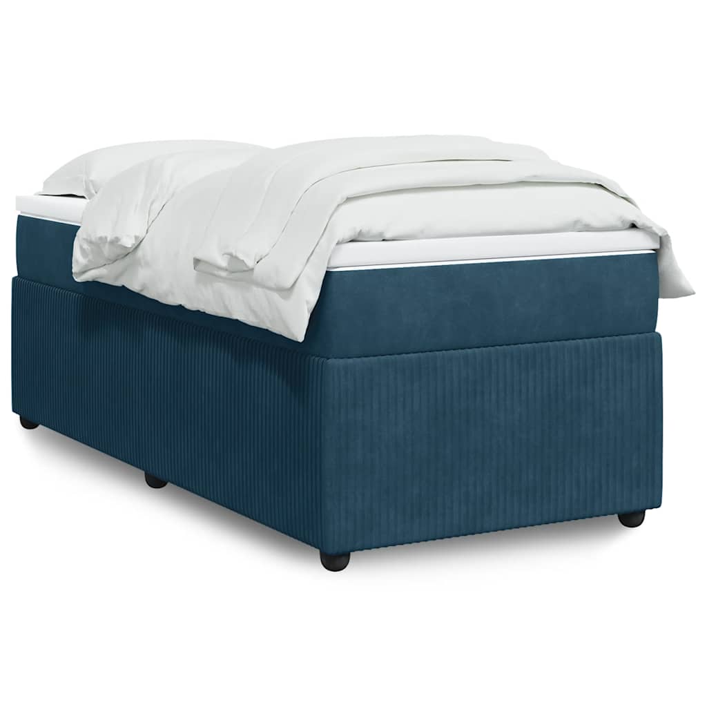 Giroletto a Molle con Materasso Blu Scuro 80x200 cm in Velluto | homemem39