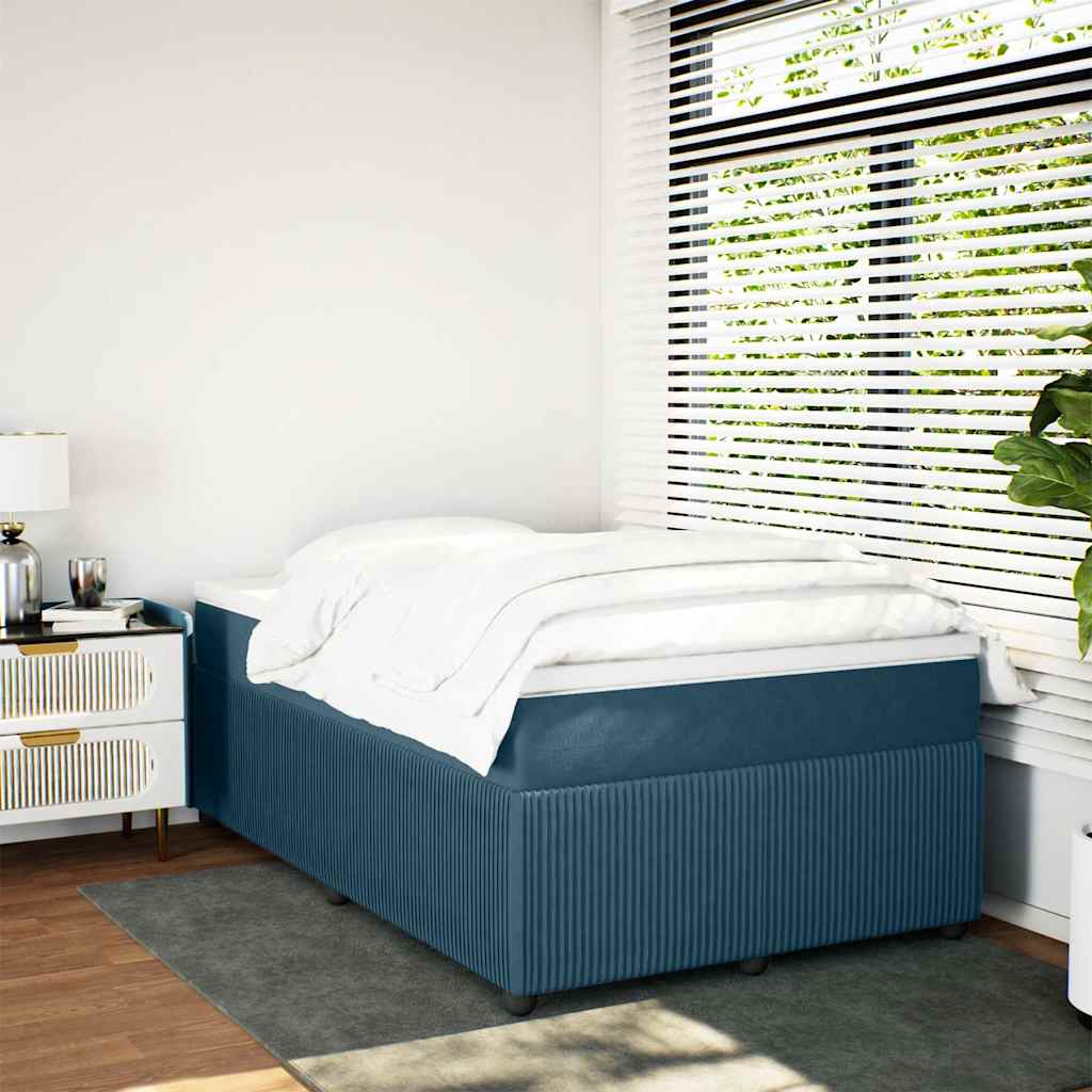 Giroletto a Molle con Materasso Blu Scuro 120x190 cm in Velluto | homemem39
