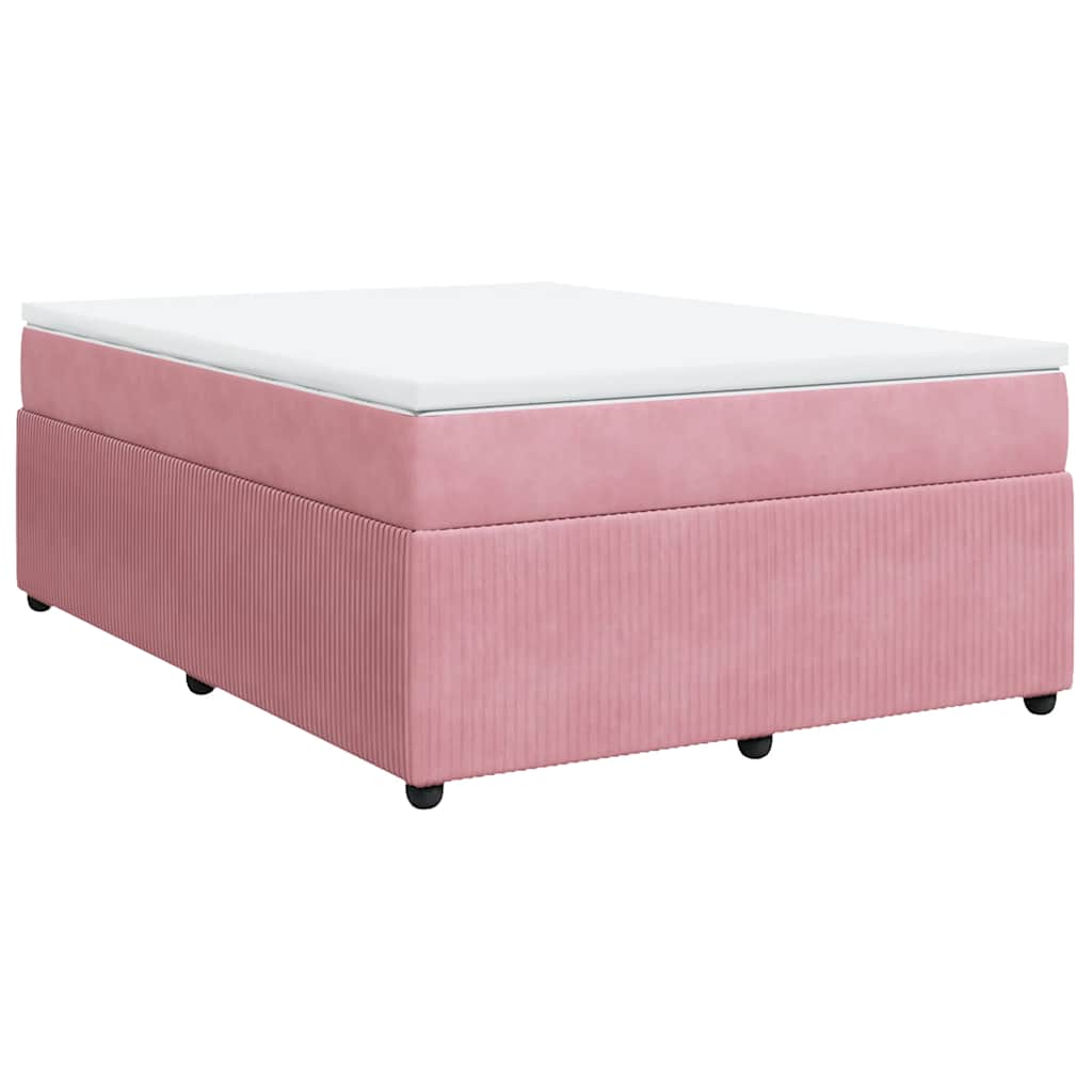 Giroletto a Molle con Materasso Rosa 140x190 cm in Velluto | homemem39