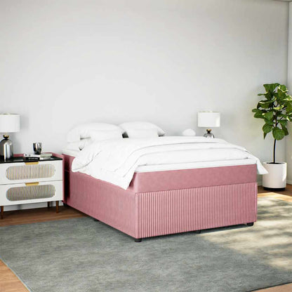 Giroletto a Molle con Materasso Rosa 140x190 cm in Velluto | homemem39