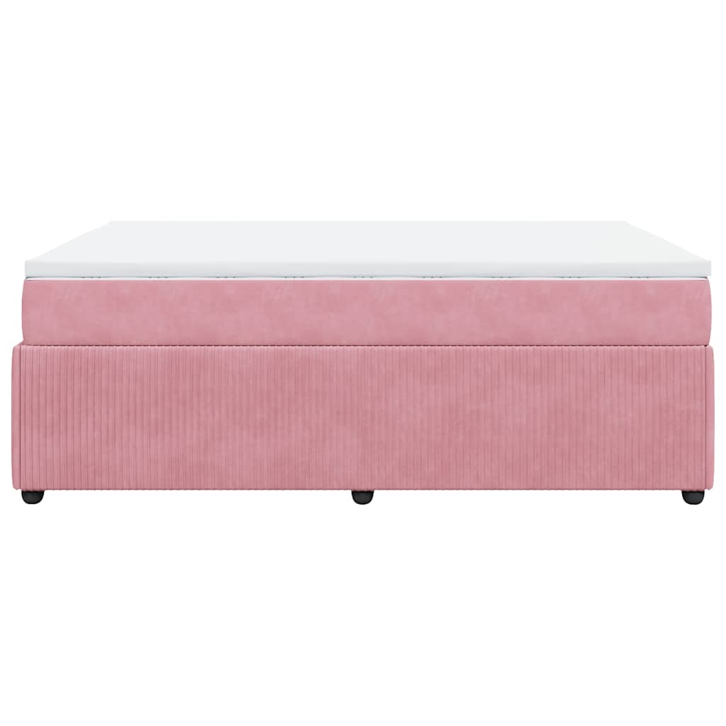 Giroletto a Molle con Materasso Rosa 140x190 cm in Velluto | homemem39