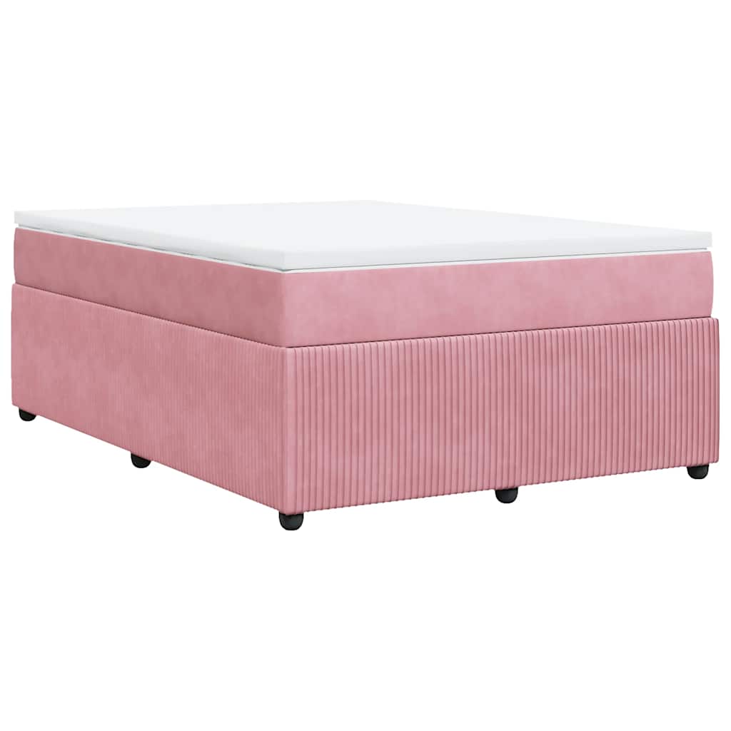 Giroletto a Molle con Materasso Rosa 140x190 cm in Velluto | homemem39