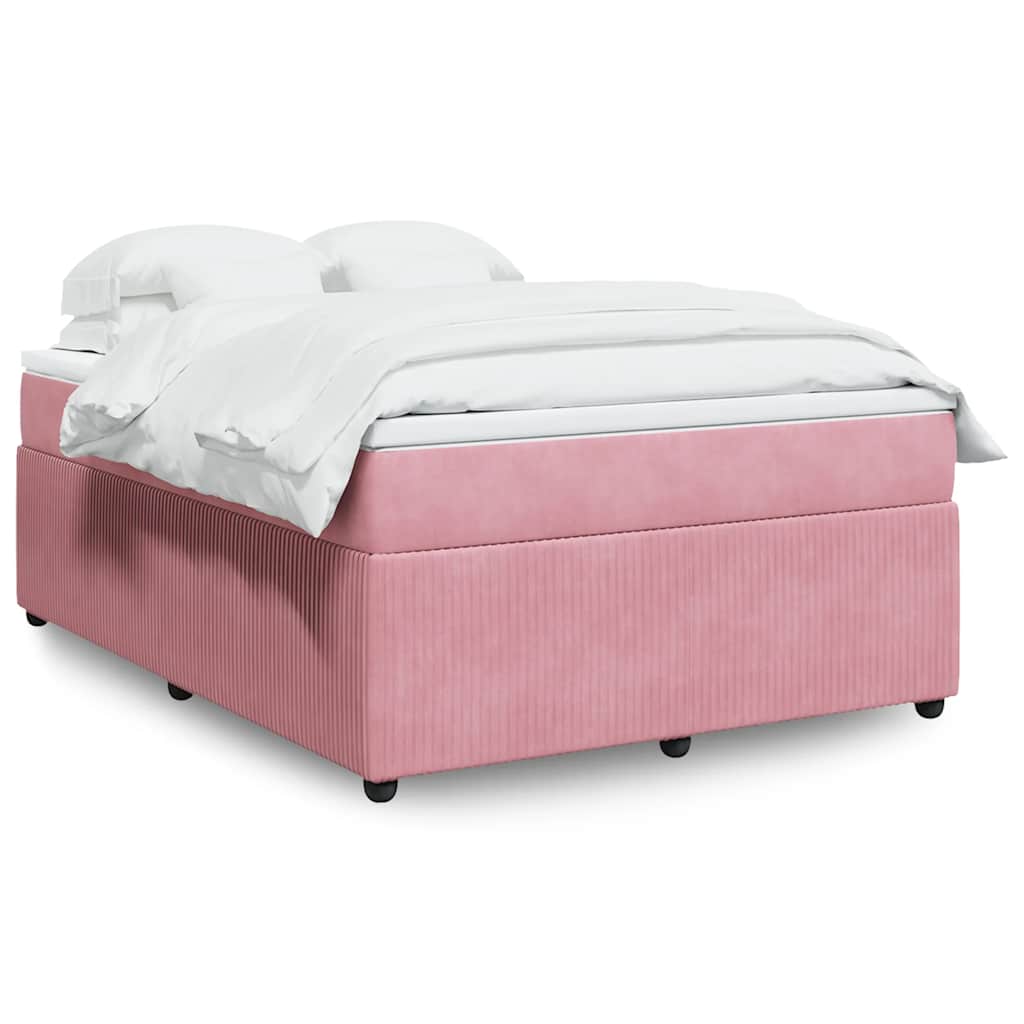 Giroletto a Molle con Materasso Rosa 140x190 cm in Velluto | homemem39