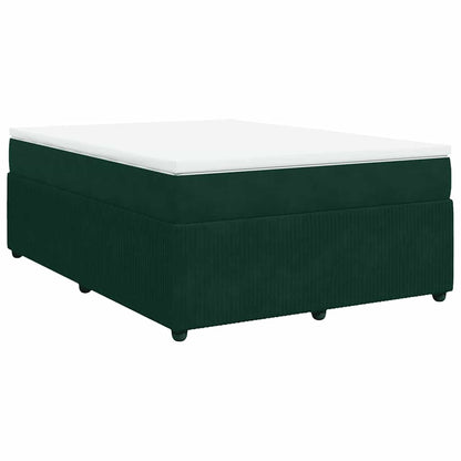 Giroletto a Molle con Materasso Verde Scuro 140x200 cm Velluto