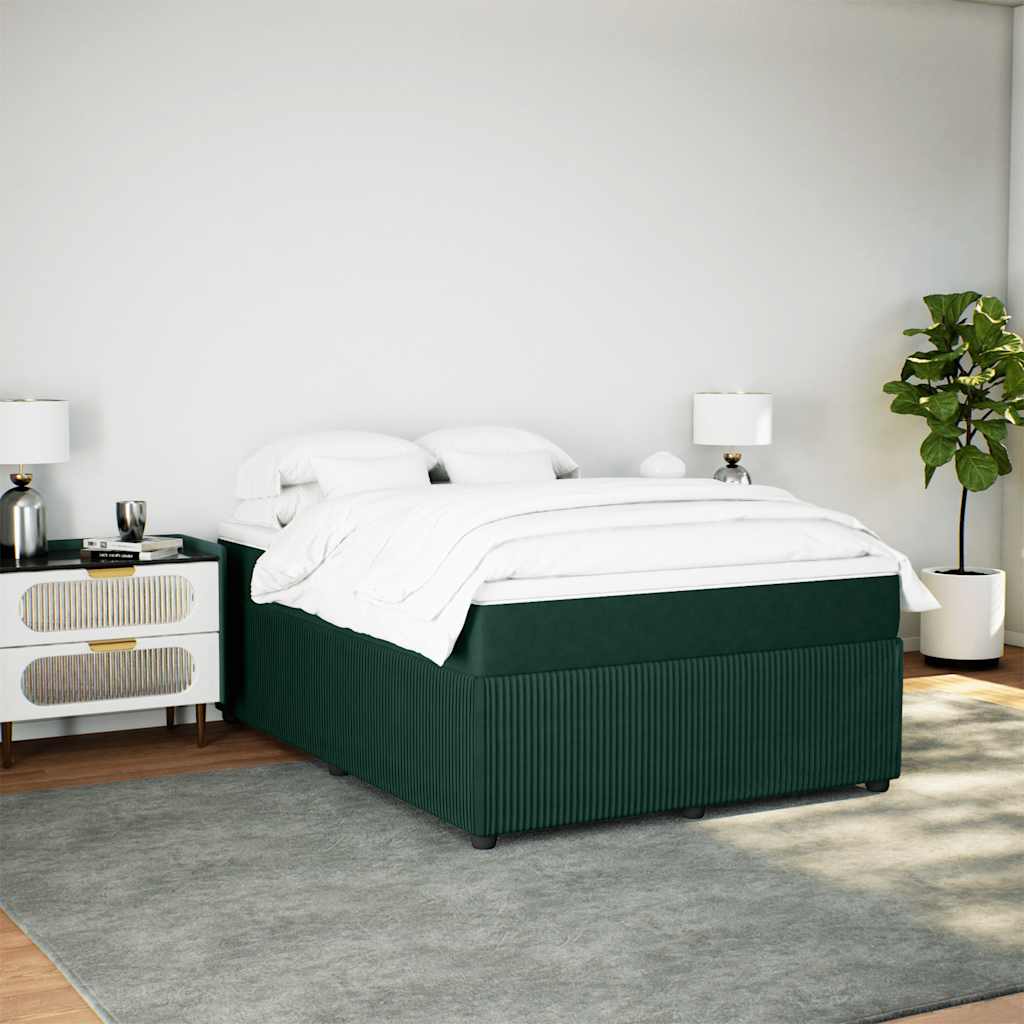 Giroletto a Molle con Materasso Verde Scuro 140x200 cm Velluto