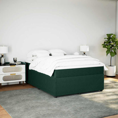Giroletto a Molle con Materasso Verde Scuro 140x200 cm Velluto