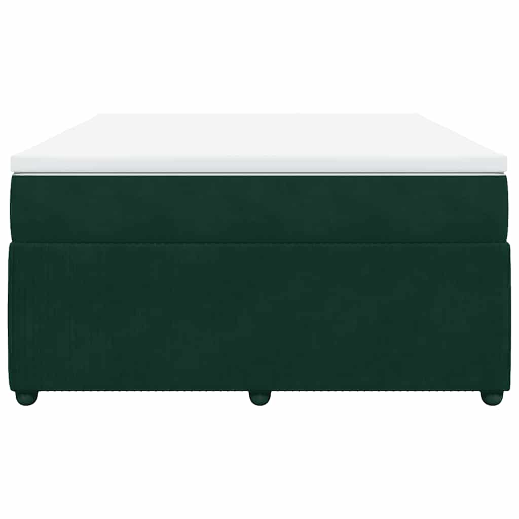Giroletto a Molle con Materasso Verde Scuro 140x200 cm Velluto