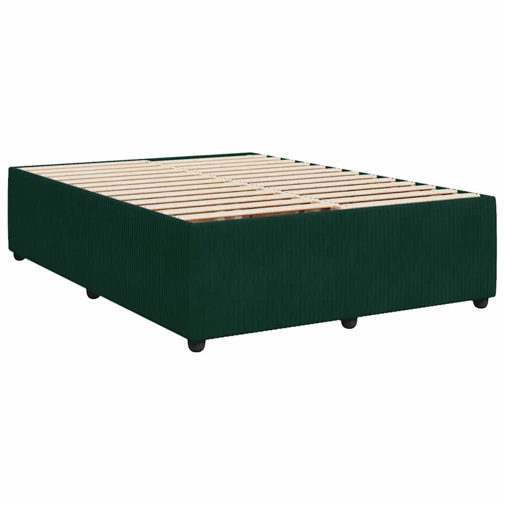 Giroletto a Molle con Materasso Verde Scuro 140x200 cm Velluto