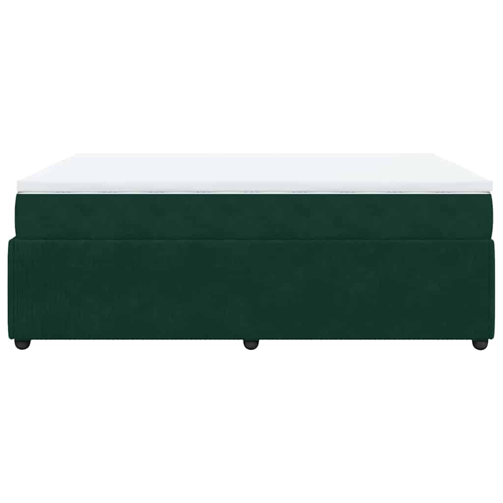 Giroletto a Molle con Materasso Verde Scuro 140x200 cm Velluto