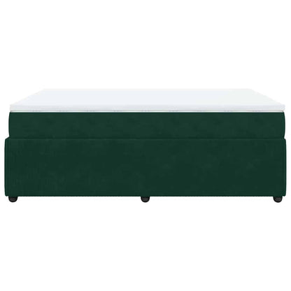 Giroletto a Molle con Materasso Verde Scuro 140x200 cm Velluto