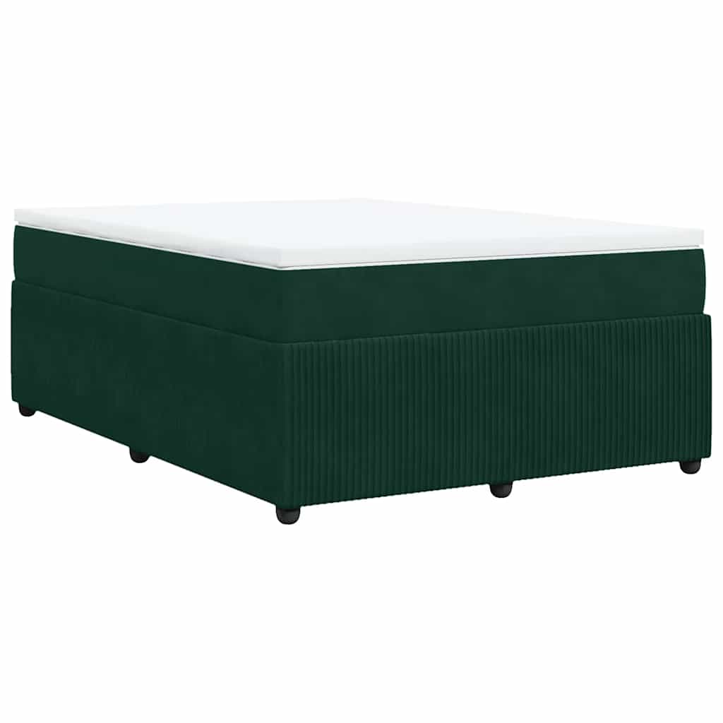 Giroletto a Molle con Materasso Verde Scuro 140x200 cm Velluto