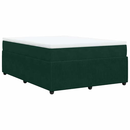 Giroletto a Molle con Materasso Verde Scuro 140x200 cm Velluto