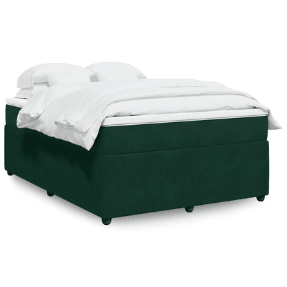 Giroletto a Molle con Materasso Verde Scuro 140x200 cm Velluto