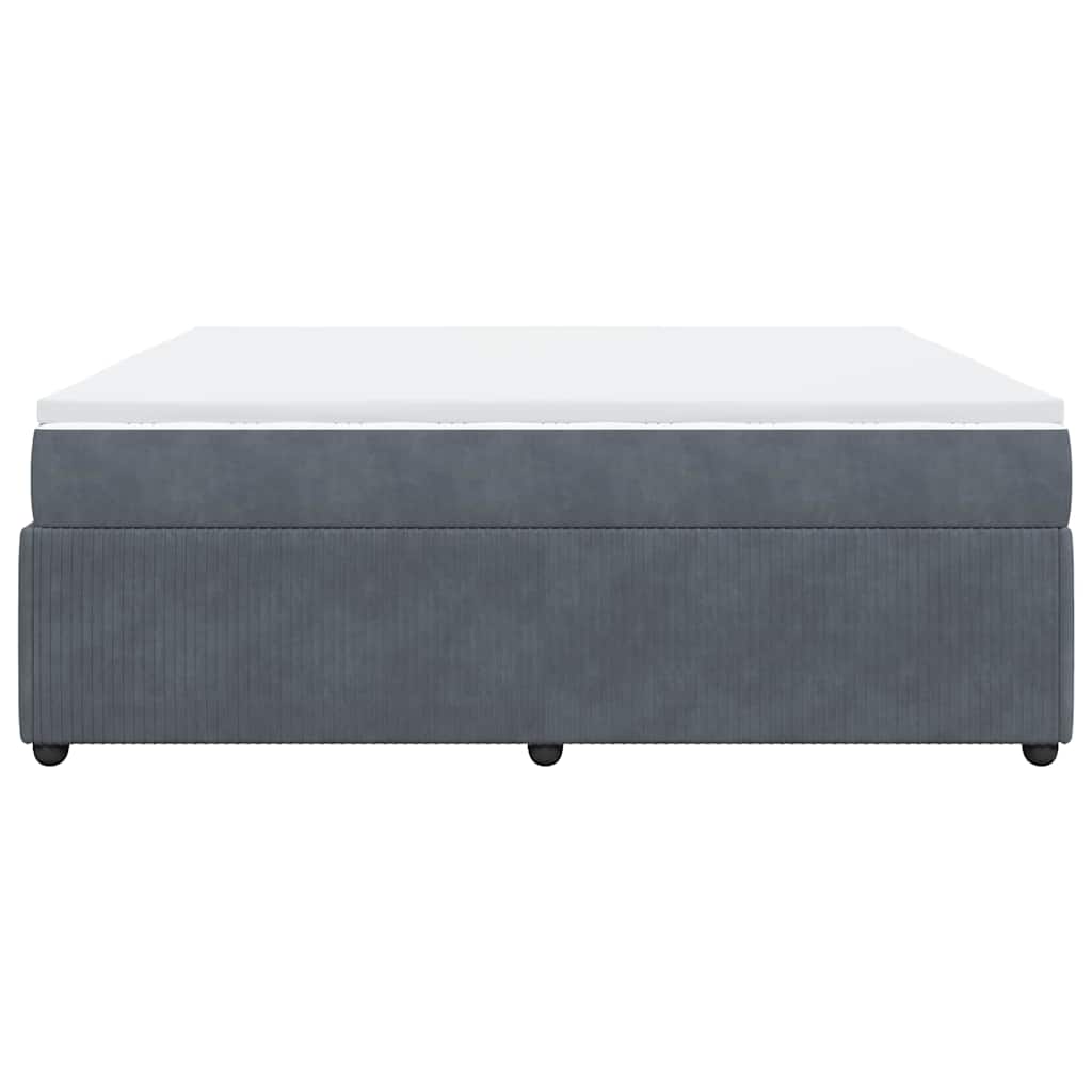 Giroletto a Molle con Materasso Grigio Scuro 200x200 cm Velluto - homemem39