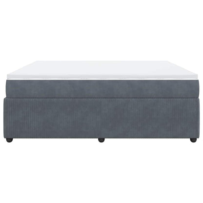 Giroletto a Molle con Materasso Grigio Scuro 200x200 cm Velluto - homemem39