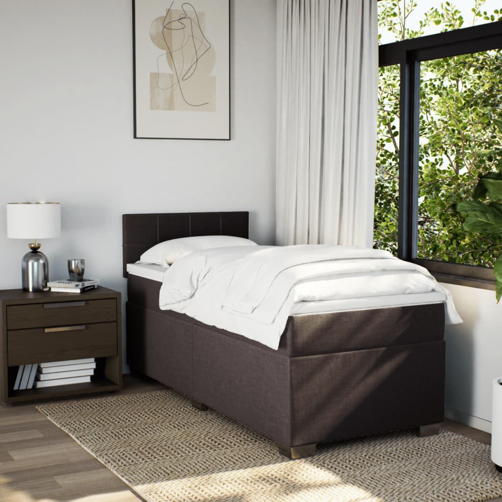 Giroletto a Molle con Materasso Marrone Scuro 90x190cm Tessuto | homemem39