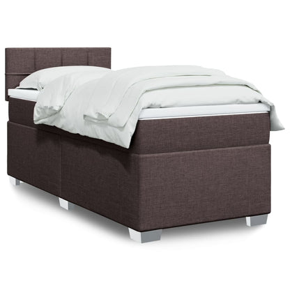 Giroletto a Molle con Materasso Marrone Scuro 90x190cm Tessuto | homemem39