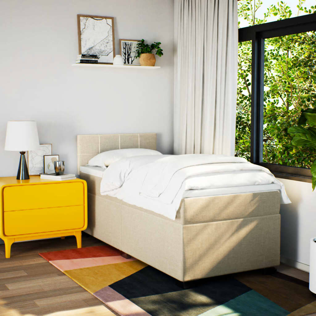 Giroletto a Molle con Materasso Crema 90x190 cm in Tessuto | homemem39