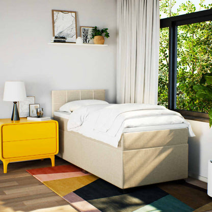 Giroletto a Molle con Materasso Crema 90x190 cm in Tessuto | homemem39