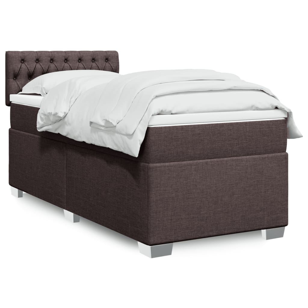 Giroletto a Molle con Materasso Marrone Scuro 90x190cm Tessuto | homemem39