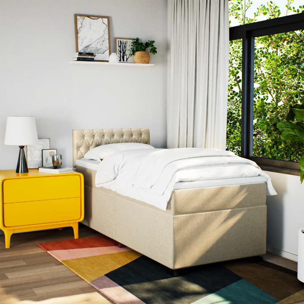 Giroletto a Molle con Materasso Crema 90x190 cm in Tessuto | homemem39