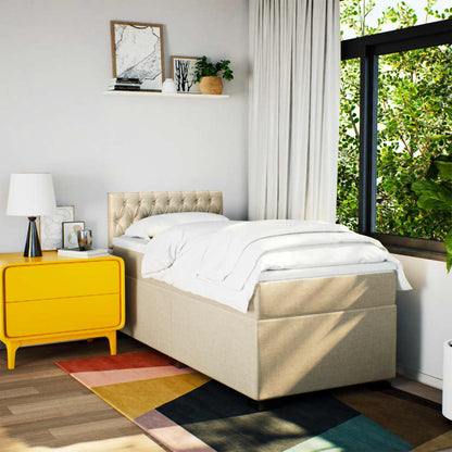 Giroletto a Molle con Materasso Crema 90x190 cm in Tessuto | homemem39