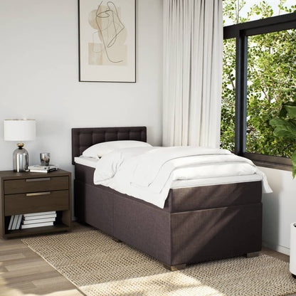 Giroletto a Molle con Materasso Marrone Scuro 90x190cm Tessuto | homemem39