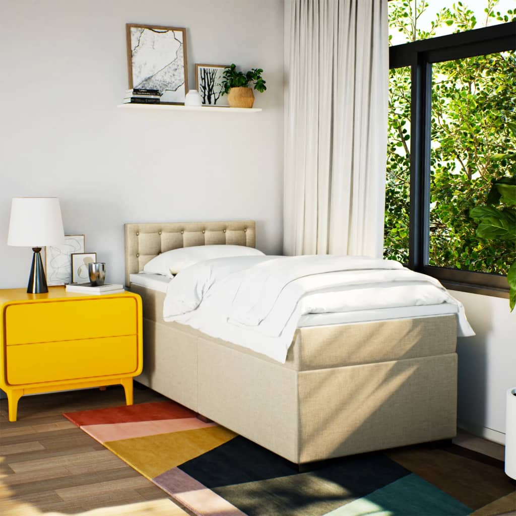 Giroletto a Molle con Materasso Crema 90x200 cm inTessuto | homemem39