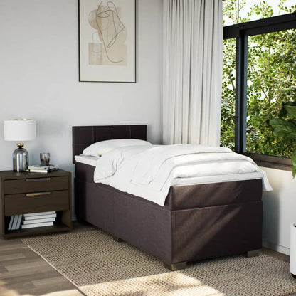 Giroletto a Molle con Materasso Marrone Scuro 100x200cm Tessuto | homemem39