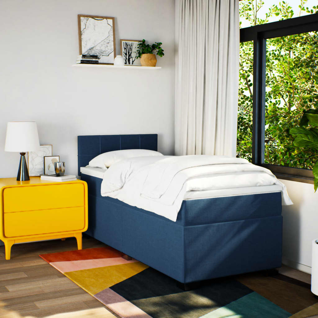 Giroletto a Molle con Materasso Blu 100x200 cm in Tessuto | homemem39