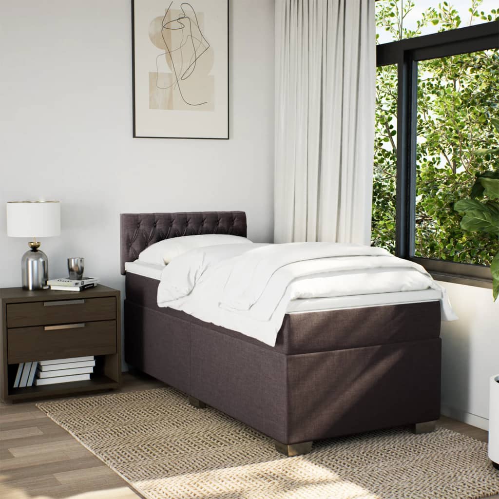 Giroletto a Molle con Materasso Marrone Scuro 100x200cm Tessuto | homemem39