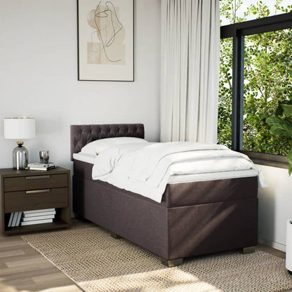 Giroletto a Molle con Materasso Marrone Scuro 100x200cm Tessuto | homemem39