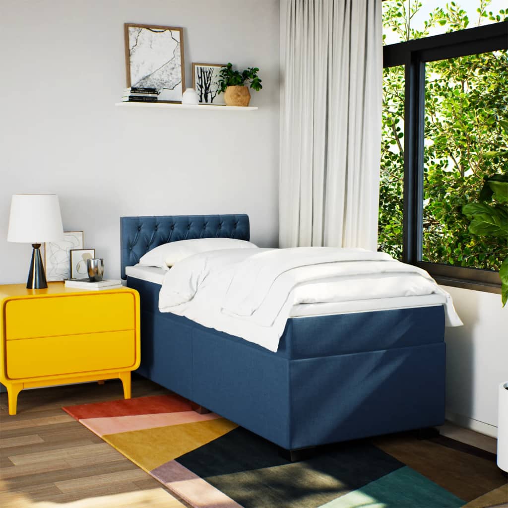 Giroletto a Molle con Materasso Blu 100x200 cm in Tessuto | homemem39