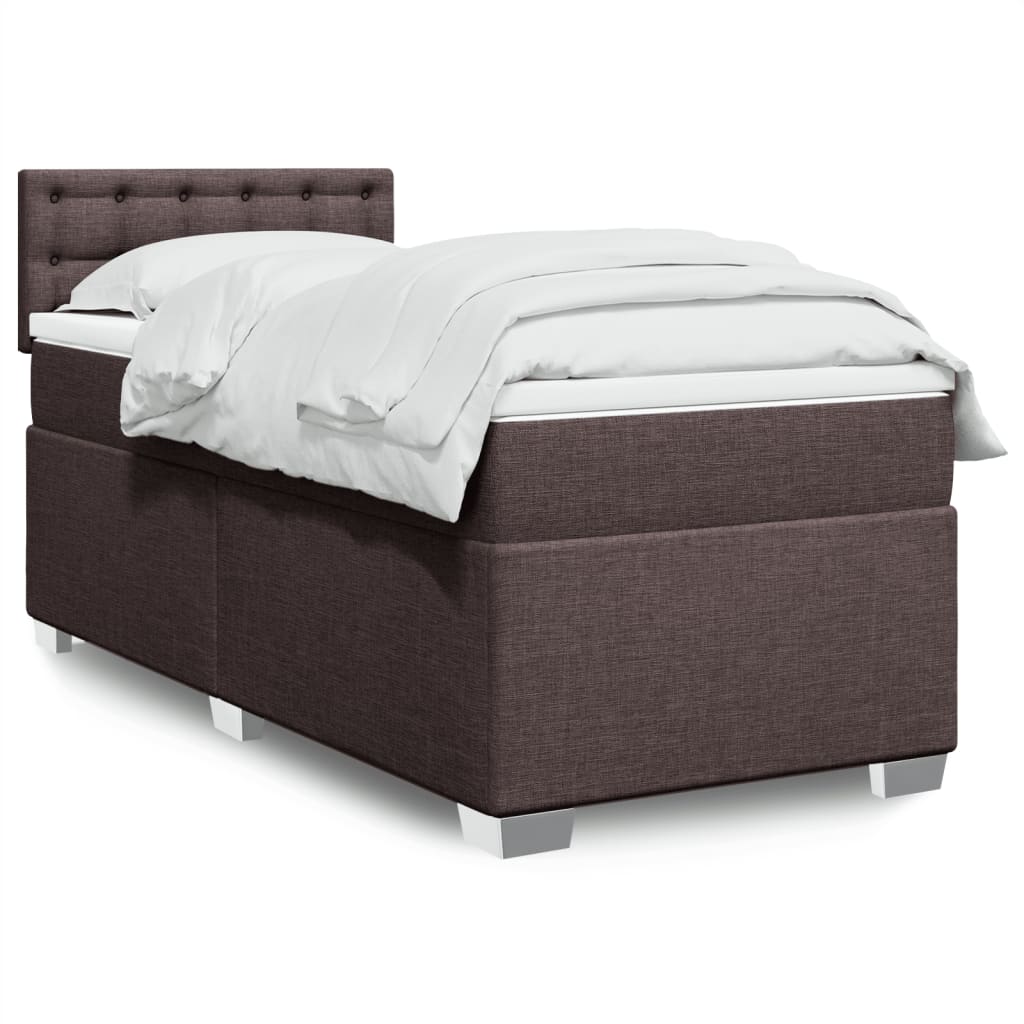 Giroletto a Molle con Materasso Marrone Scuro 100x200cm Tessuto | homemem39