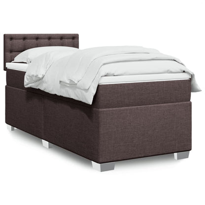 Giroletto a Molle con Materasso Marrone Scuro 100x200cm Tessuto | homemem39