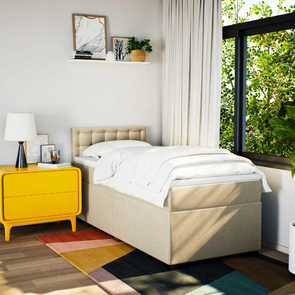 Giroletto a Molle con Materasso Crema 100x200 cm in Tessuto - homemem39