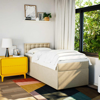 Giroletto a Molle con Materasso Crema 100x200 cm in Tessuto - homemem39