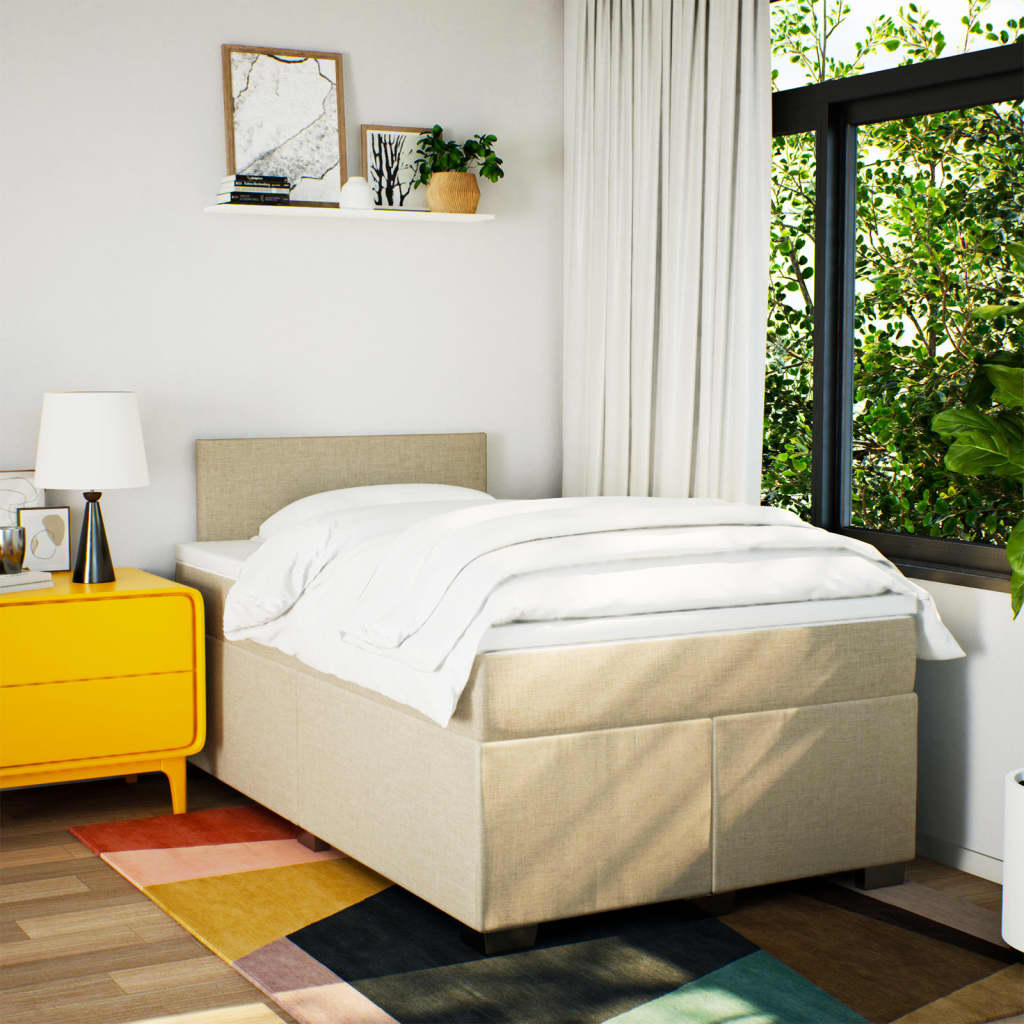 Giroletto a Molle con Materasso Crema 120x190 cm in Tessuto | homemem39