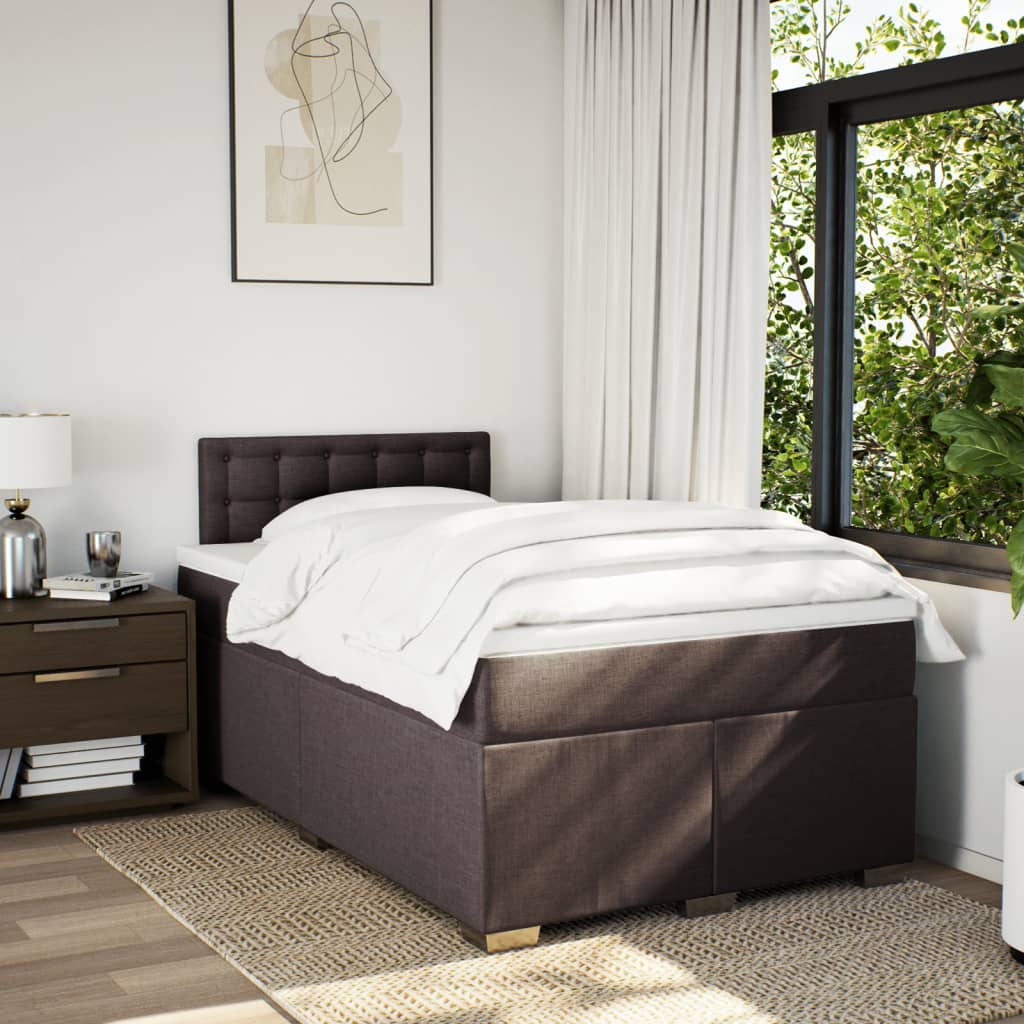Giroletto a Molle con Materasso Marrone Scuro 120x190cm Tessuto | homemem39