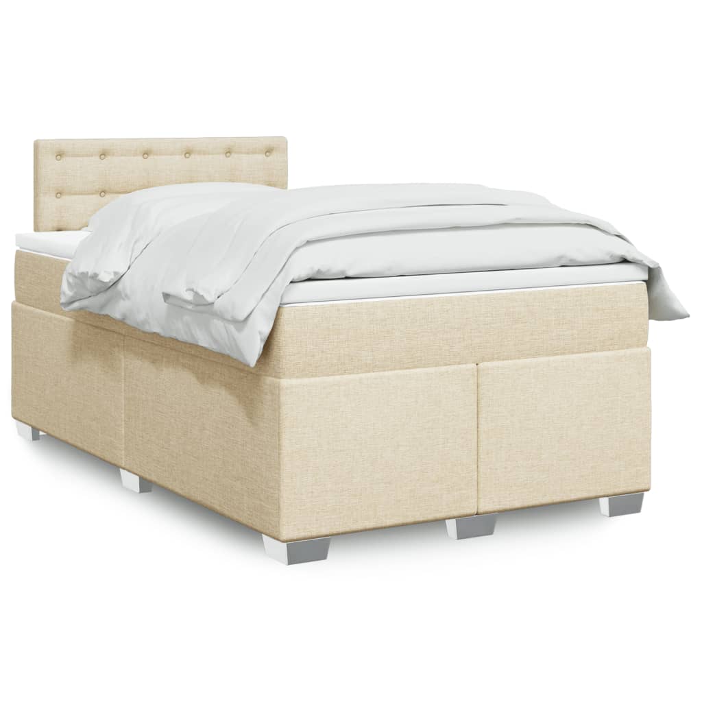 Giroletto a Molle con Materasso Crema 120x190 cm in Tessuto | homemem39