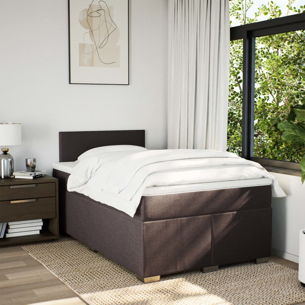 Giroletto a Molle con Materasso Marrone Scuro 120x200cm Tessuto | homemem39