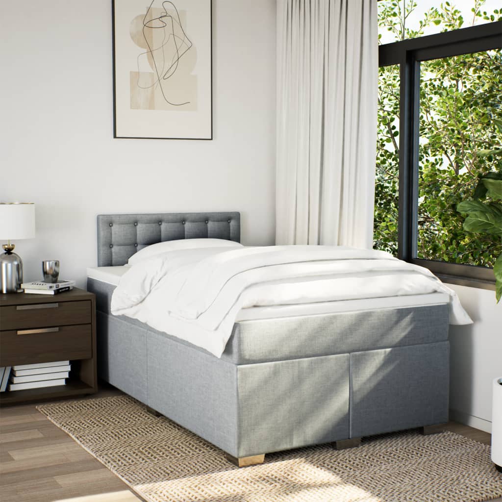 Giroletto a Molle con Materasso Grigio Chiaro 120x200cm Tessuto | homemem39