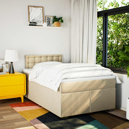 Giroletto a Molle con Materasso Crema 120x200 cm in Tessuto | homemem39