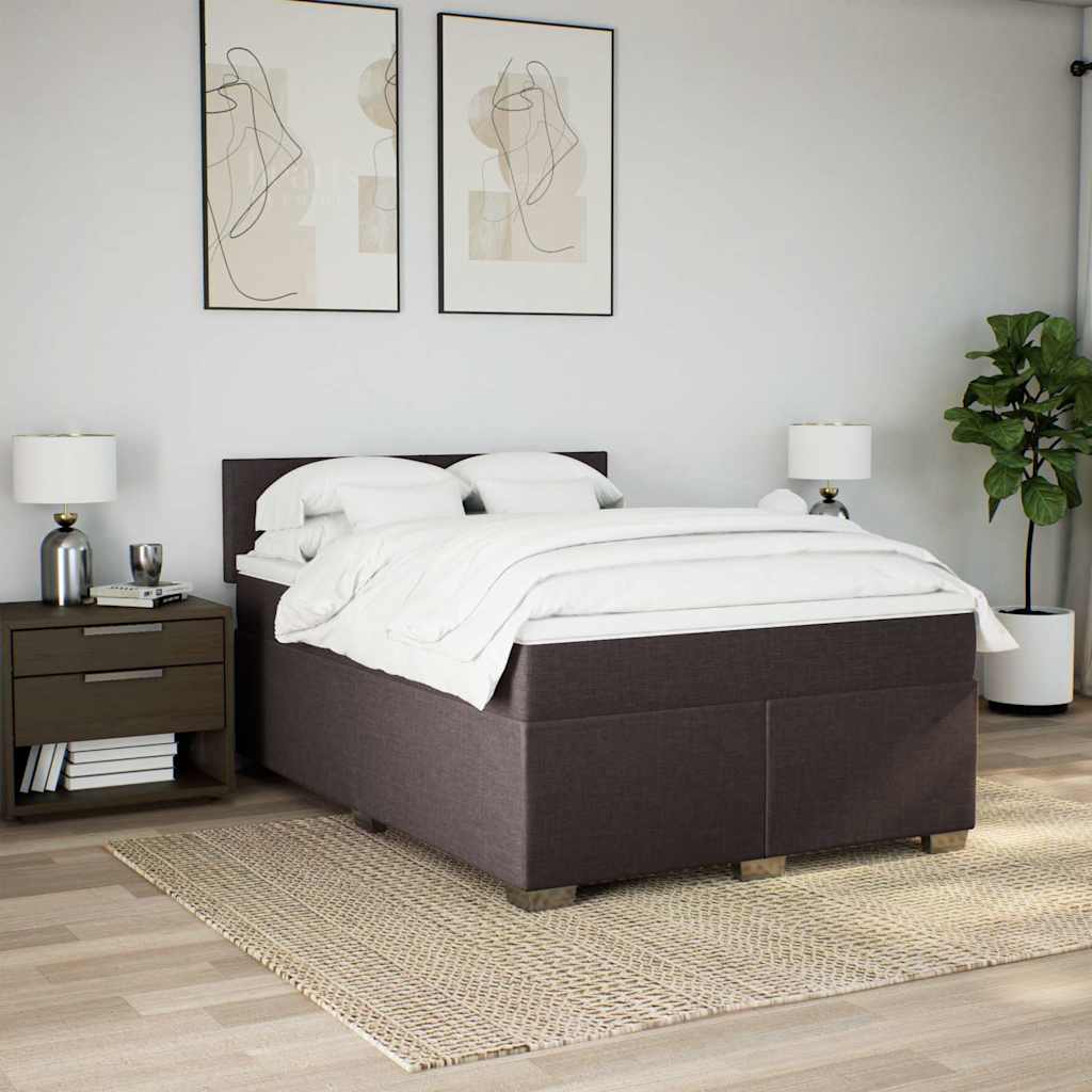 Giroletto a Molle con Materasso Marrone Scuro 140x190cm Tessuto | homemem39