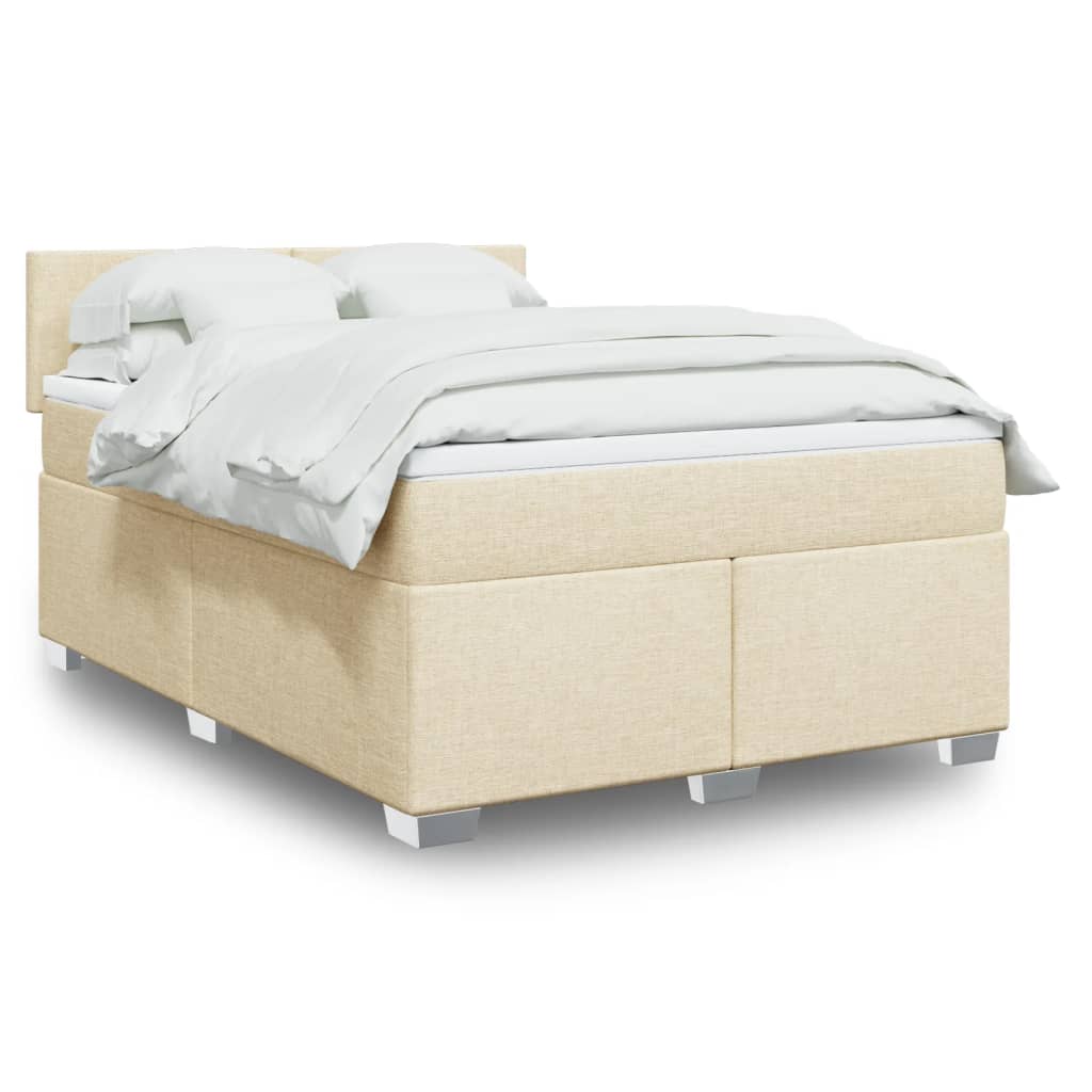 Giroletto a Molle con Materasso Crema 140x19 cm in Tessuto | homemem39