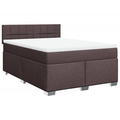 Giroletto a Molle con Materasso Marrone Scuro 140x190cm Tessuto