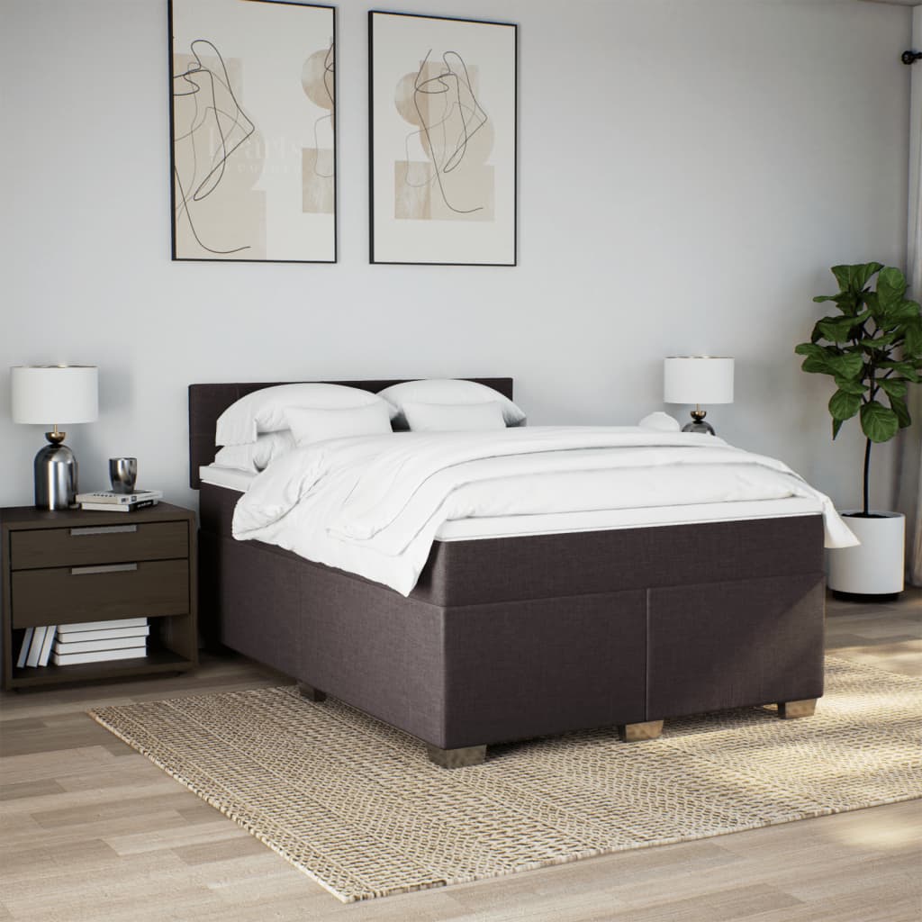 Giroletto a Molle con Materasso Marrone Scuro 140x190cm Tessuto