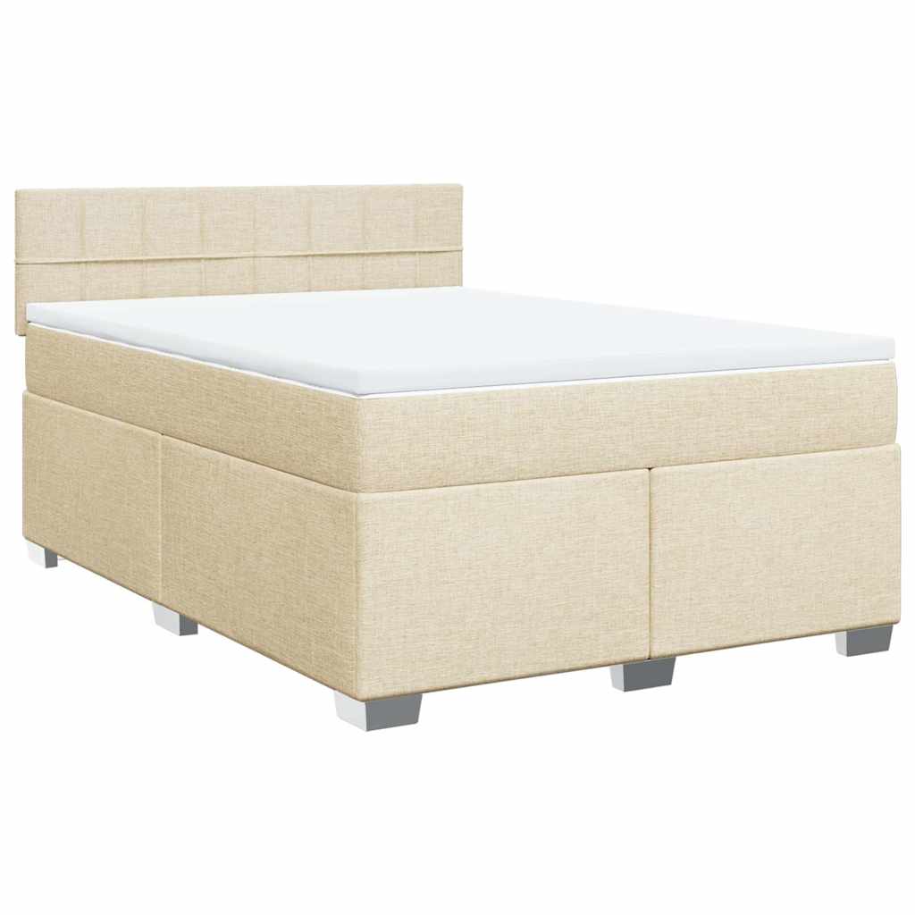 Giroletto a Molle con Materasso Crema 140x19 cm in Tessuto | homemem39