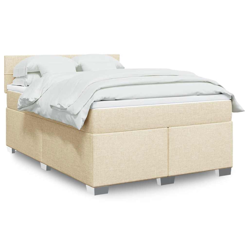Giroletto a Molle con Materasso Crema 140x19 cm in Tessuto | homemem39