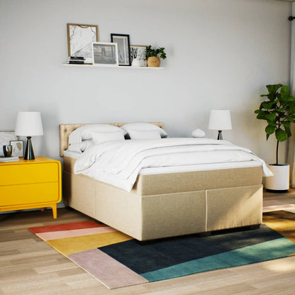 Giroletto a Molle con Materasso Crema 140x19 cm in Tessuto | homemem39
